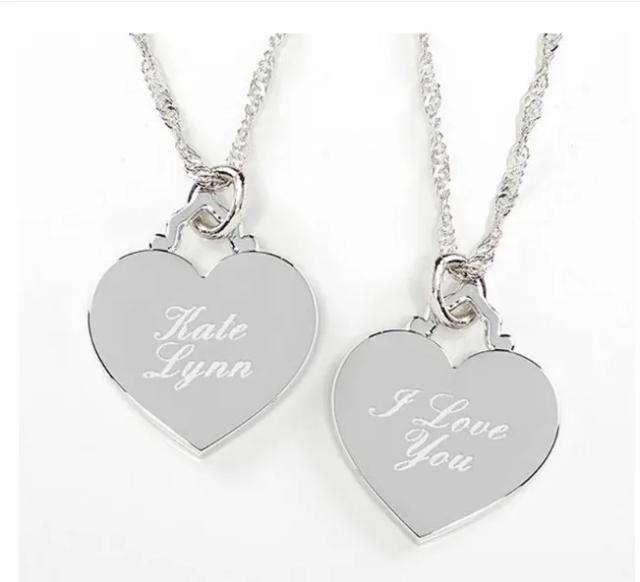 Message Engraved Heart Necklace