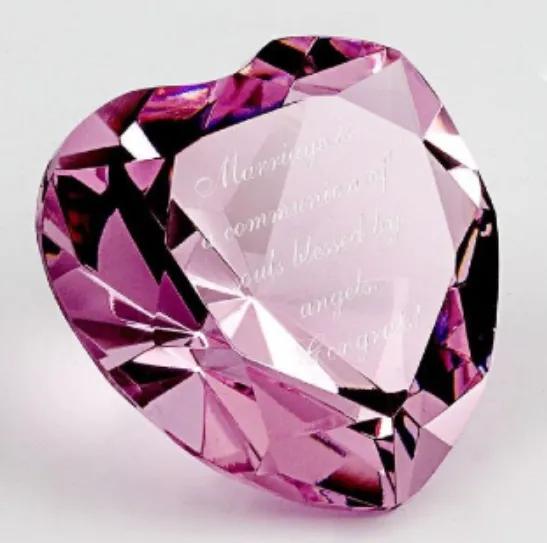 Brilliant Pink Optic Crystal Heart