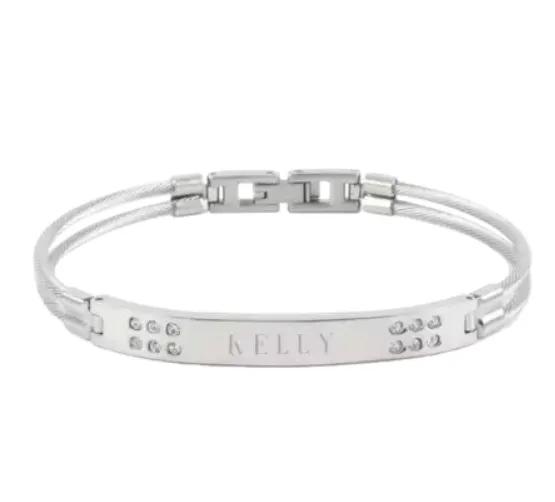 Stylish Silver Plated Bangle with Crystals