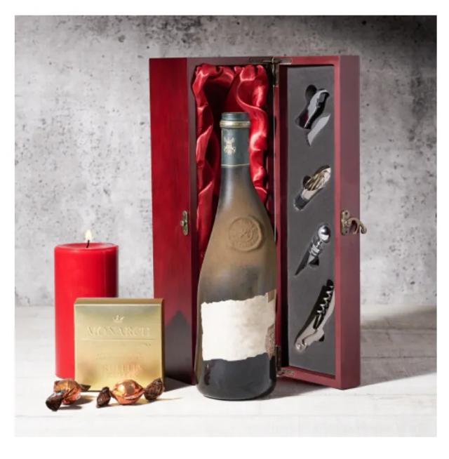 RED & GOLD TRUFFLES AND WINE GIFT