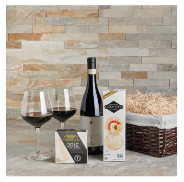 Classic Brie Cheese & Wine Gift