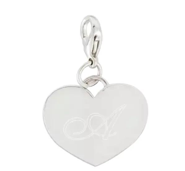 Beautiful Engraved Silver Heart Charm