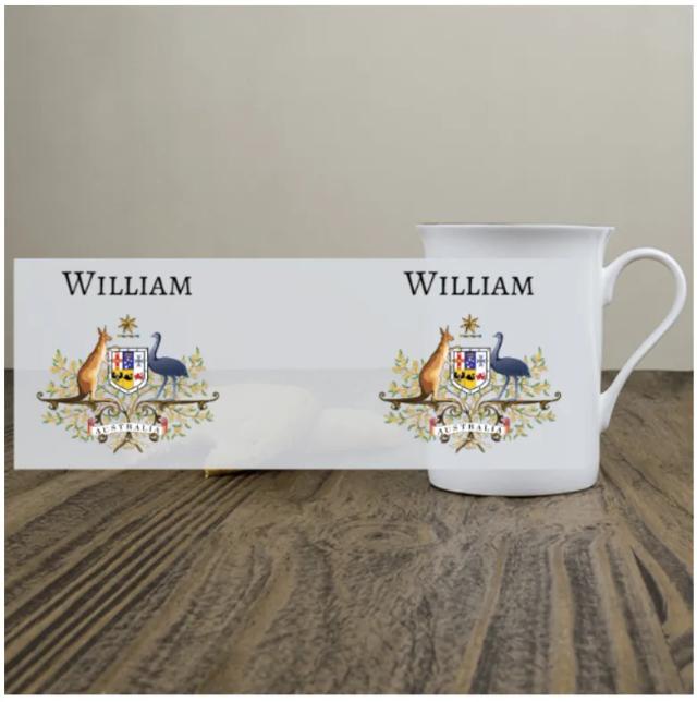 Australian Coat Of Arms Personalised Bone China Mug