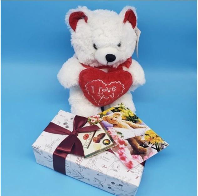 Plush Saying I Love You with Chocolate