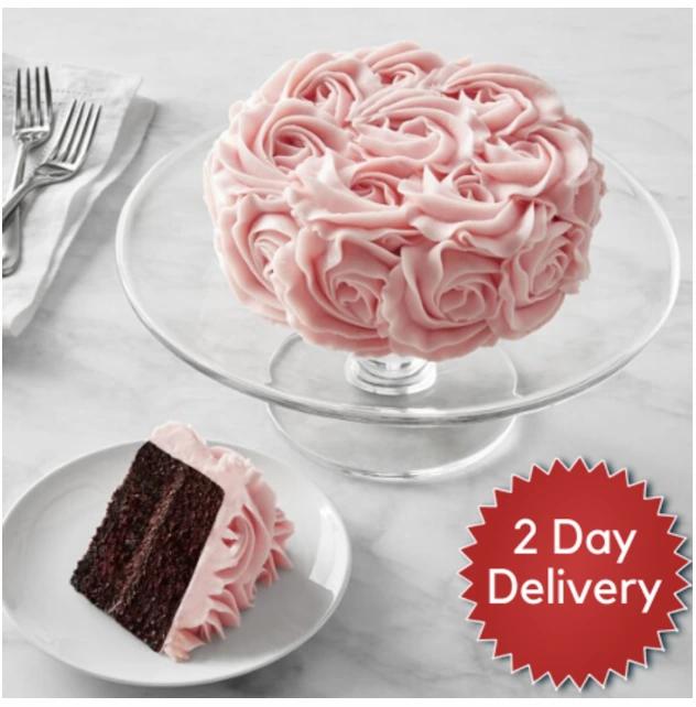 Pink Rose Buttercream Frosted Chocolate Cake