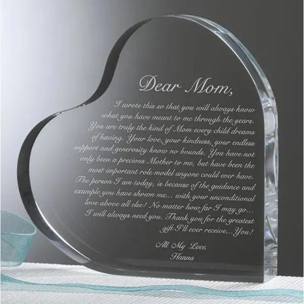 A Letter To Mom Personalized Heart Sculpture