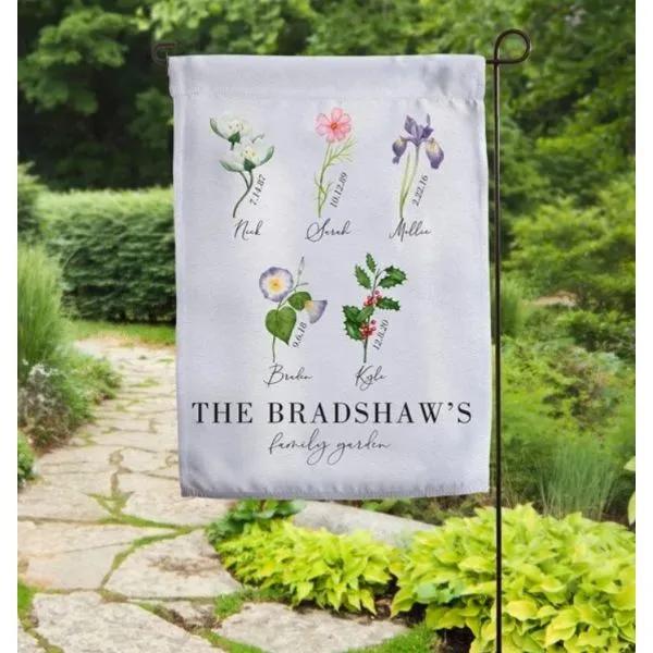 Birth Month Flower Personalized Garden Flag