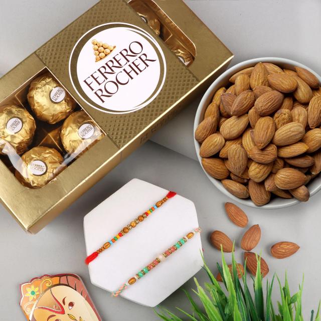 Delightful 2 Rakhi with Ferrero & Almond