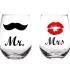 Mr & Mrs Two Clear Stemless Wine Glasses