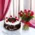 Black Forest Cake with 12 Red Roses