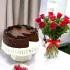 Chocolate Cake & Red Roses Combo