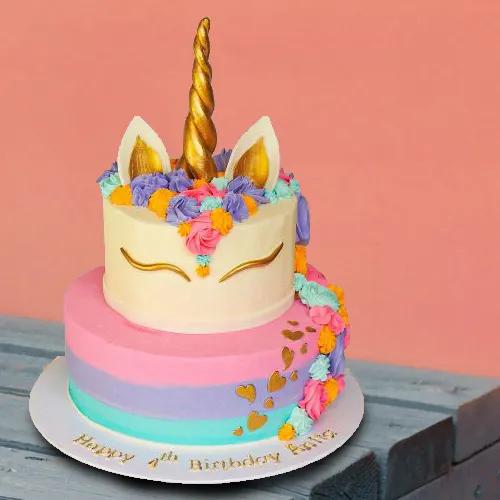 Elegant Unicorn Strawberry Cake