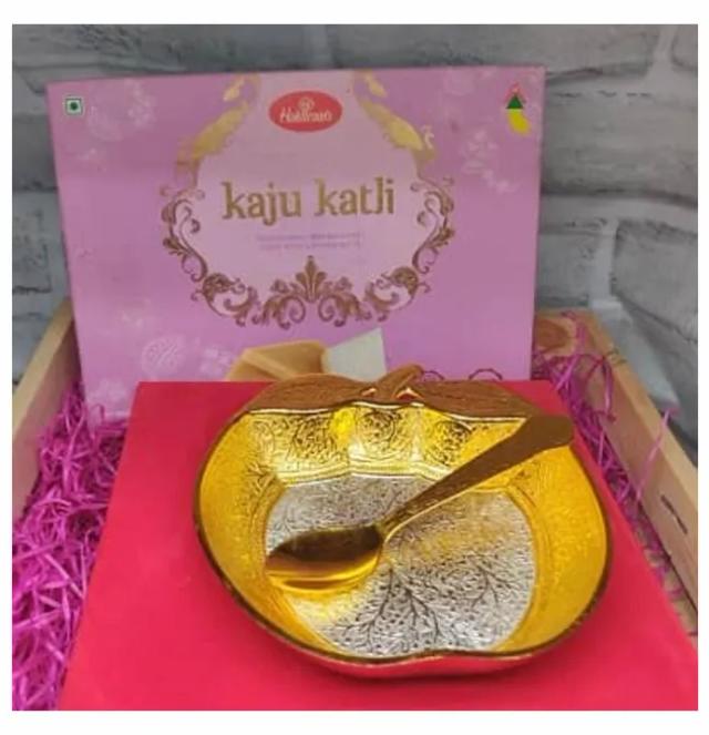 Gold Plated And Dry Fruit Bowl with Kaju Katli