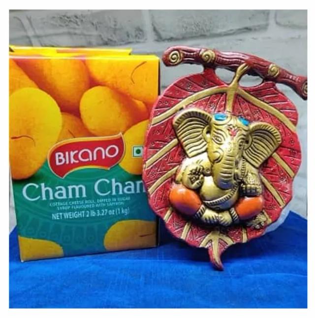 Leaf Lord Ganesha Wall Hanging with Cham Cham