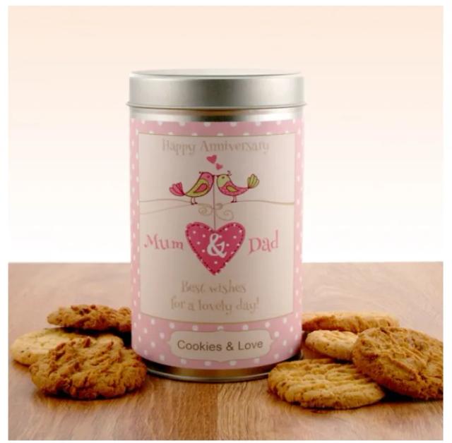 Anniversary Tin for Mum and Dad with a Dozen Cookies
