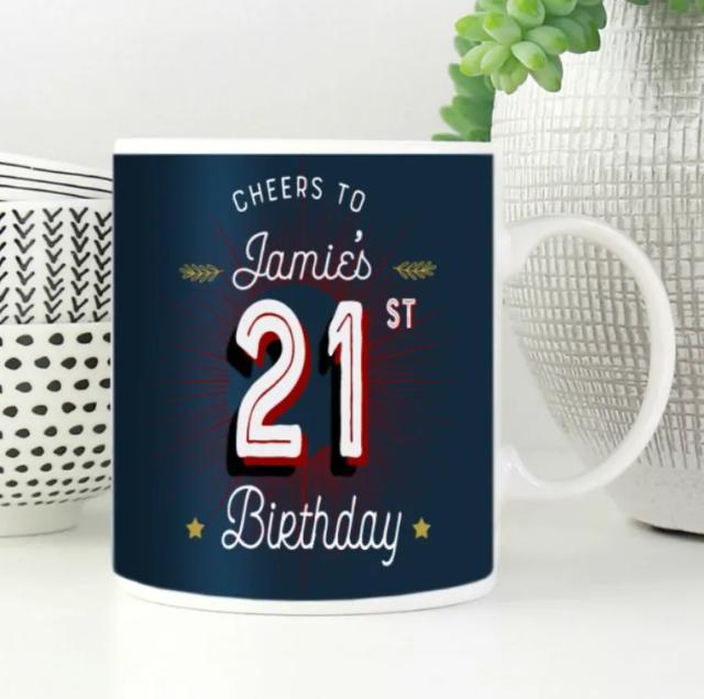 Personalised Cheers 21st Birthday Mug