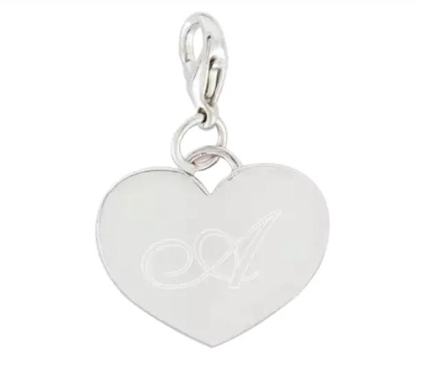 Engraved Silver Heart Charm