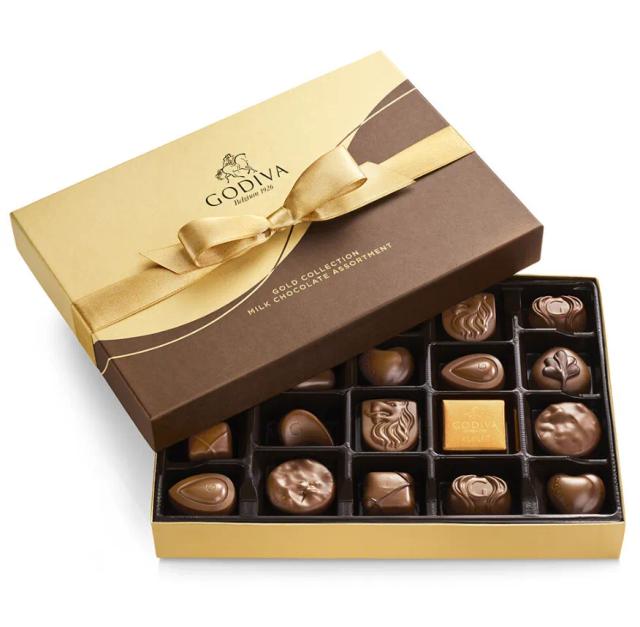 Milk Chocolate Gift Box, Gold Ribbon, 22 pc