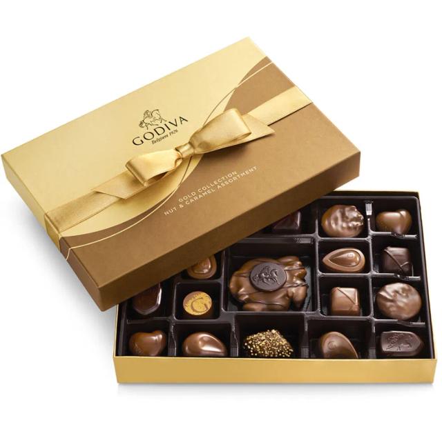 Nut and Caramel Gift Hamper, Gold Ribbon, 19 pc.