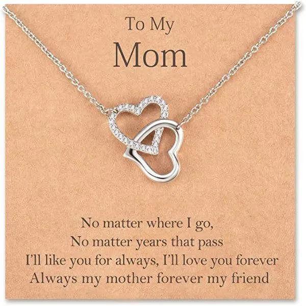 Interlocking Heart Necklace Mothers Day Gifts