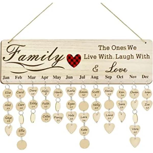 Reminder Calendar Board Wooden Home Wall Hanging Decor