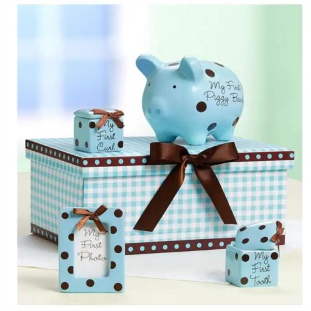 Classic Pink or Blue Baby's "Firsts" Keepsakes Set