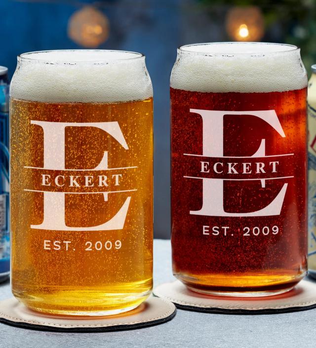 Lavish Last Name Personalized Elegant Beer Glasses