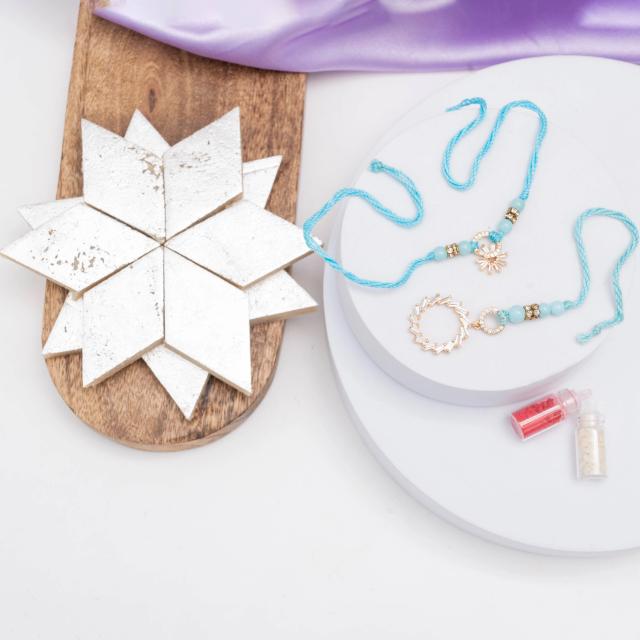 Sparkling Diamond Rakhi Set with Kaju Katli