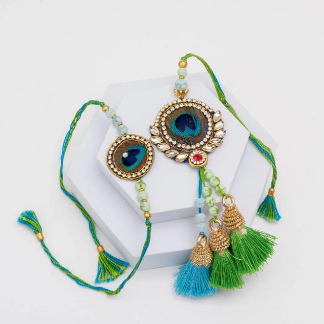 Majestic Peacock Bhaiya Bhabhi Rakhi Duo