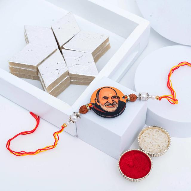 Divine Blessings Rakhi Set with Kaju Katli