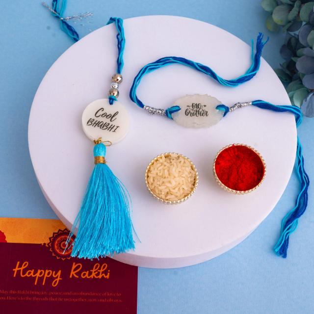 Stylish Sibling Duo Resin Rakhi Set