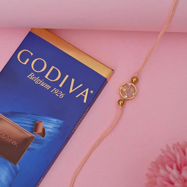 Protective Evil Eye Rakhi with Decadent Godiva Chocolate Bar