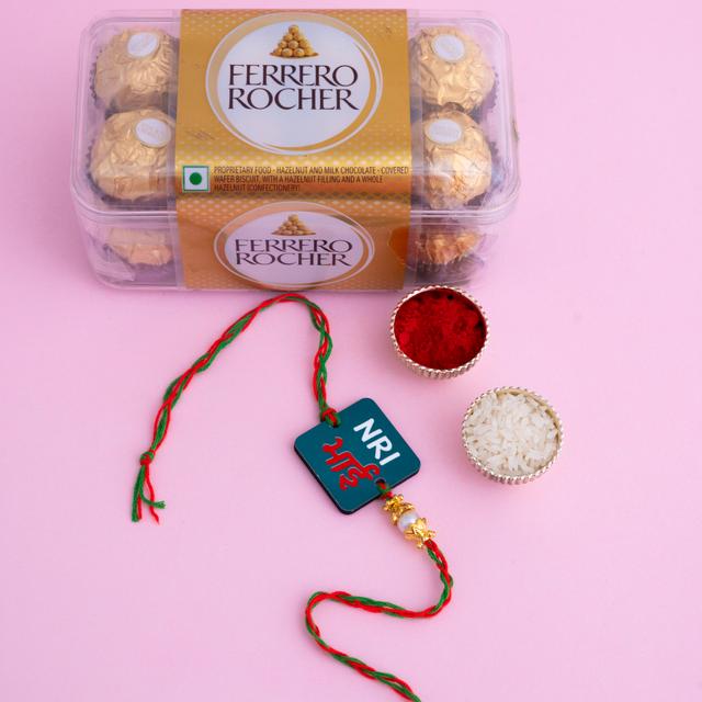 Desi Delight NRI Bhai Rakhi and Ferrero Rocher Combo