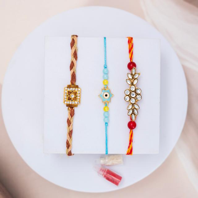 Radiant Trio Rakhi Set