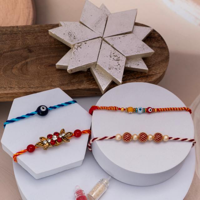 Graceful Rakhi Ensemble with Rich Kaju Katli