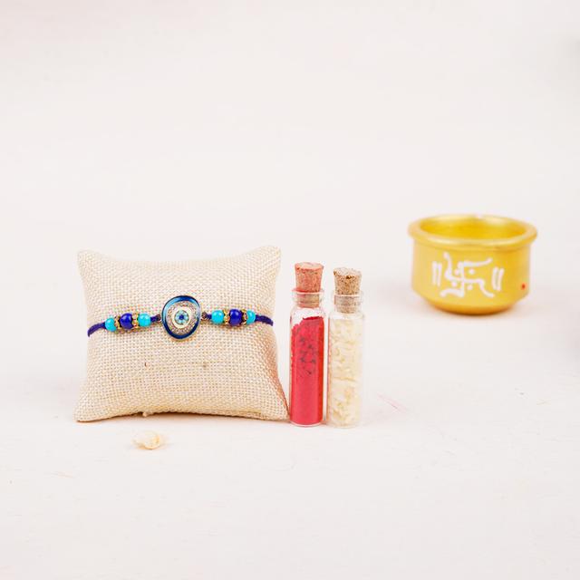 Blue Eye Rakhi Blessings Gift Set