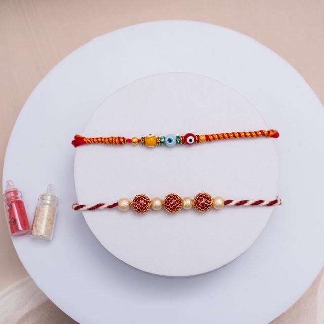Vibrant Evil Eye & Stone Rakhi Set