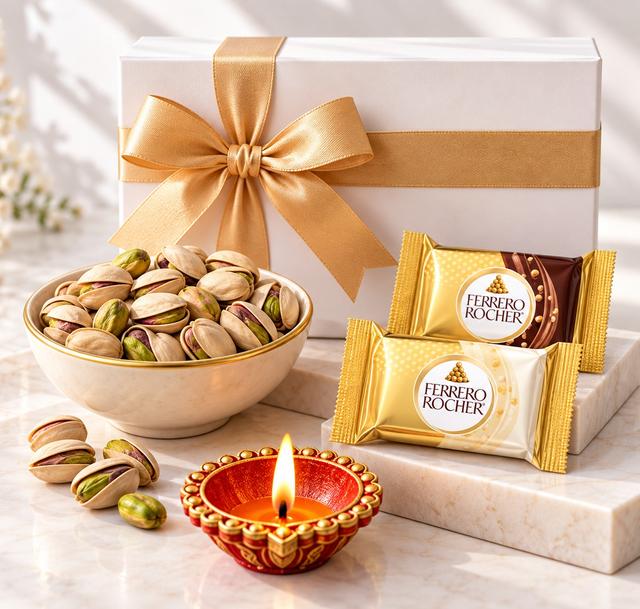 Diwali Ferrero, Pistachio & Diya Hamper