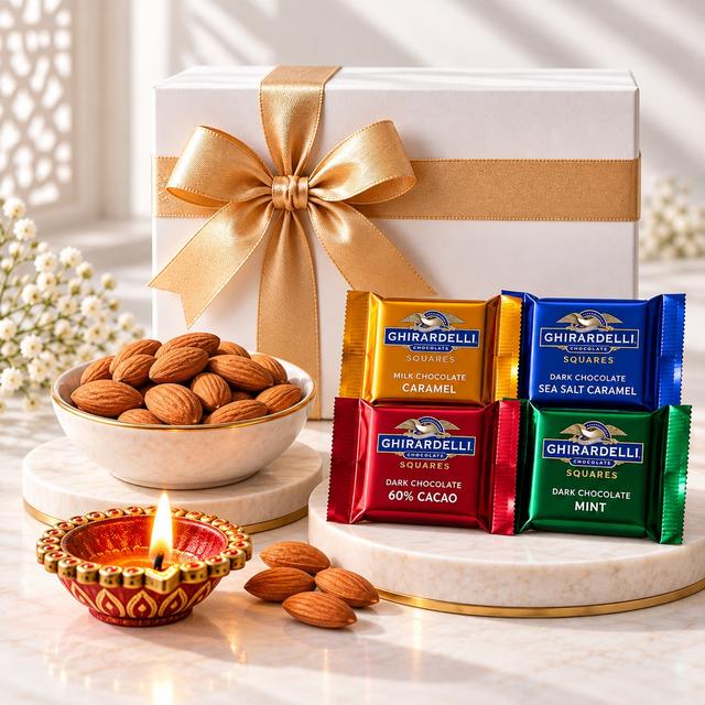 Diwali Delights: Ghirardelli, Almond & Diya