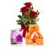 3 Red Roses, Card & Teddy