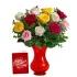 Dozen Mixed Colour Roses with Card