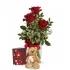 3 Red Roses Card N Teddy