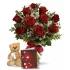 Ten Red Roses Card N Teddy