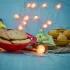 Aram Ganesha Idol With Mathri And Besan Laddu