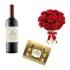 13 Red Roses N Ferrero Rocher Cabernet With Cake