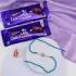 Serene Blue Stone Rakhi with Creamy Chocolate Duo