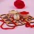 Serene Agate Stone Rakhi with Golden Patisa Delight