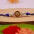 Royal Blue Crystal Rakhi with Delightful Kaju Katli Box