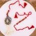 Divine Milky Stone Red Thread Bhaiya Bhabhi Rakhi Set