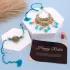 Serene Blue Pearl Bhaiya Bhabhi Rakhi Set